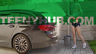 Check out Vera Jarw and Michael Fly at this curvy car wash!