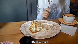 remote controlled vibrator buzzes in crowded cafe - letty black