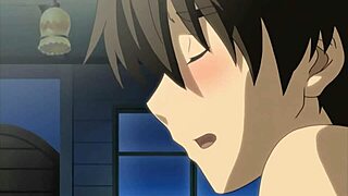 Teen lesbian gets rough threesome with step brother, sucking big cock in uncensored hentai