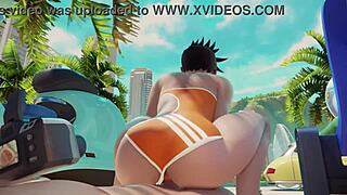 overwatch tracer rides cock at the beach