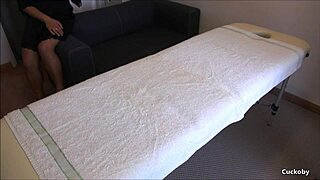Professional Home Masseur Gives Housewife a Sexy Happy Ending with Cumshot.