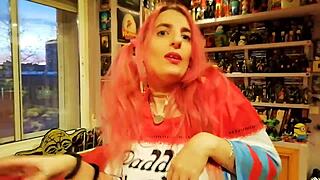 i turn into harley quinn and play with toys, cum everywhere