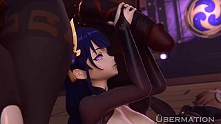 Anime video clip with 3d characters and creampie.