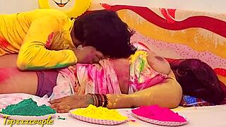 Rough Fucking Beautiful Widow Bhabhi on Holi Festival.
