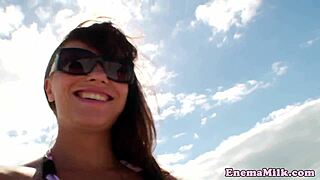 Tanned Babes Feel Intense Pleasure In Shower Rimjob