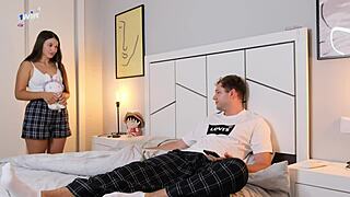 stepbrother took virgin stepsister on shared bed, finishing inside her tight core