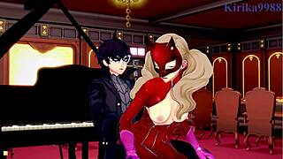 futaba sakura and ann takamaki and ren amamiya have intense sex in persona 5 hentai