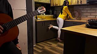 Play Her A Song And Fuck Her Big Ass Latina Like A Slut In Doggy