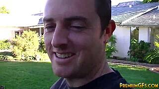 Tiny trisha blowbang with 5 big dicks