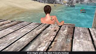 English audio story of cute girl on beach in 3d cartoon.