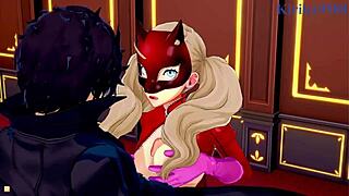 futaba sakura and ann takamaki and ren amamiya have intense sex in persona 5 hentai