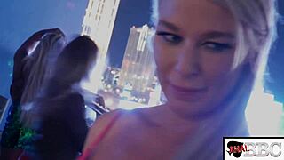 Sexy babes London River and Kate Kennedy in interracial threesome fantasy.