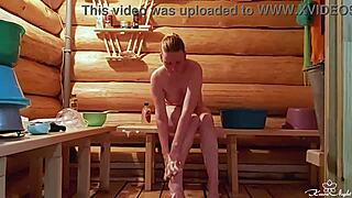 babe washes up and fingers her pussy solo