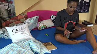 Isabella reads with t-shirt and panties showing!