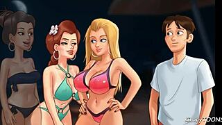 Reverse gangbang on the beach with creampie and banging.