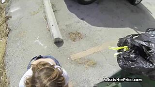 Stranded huge titty teen 18+ gets fucked outdoors in public, what a wild homemade scene