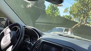 A stranger noticed me masturbating in the car and helped me cum