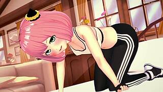 I love Anya riding that big dick post-gym in hentai.