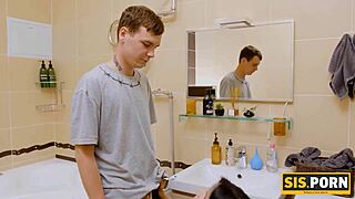 Guy and stepsis end bath confrontation with quick hardcore fuck on Sisporn