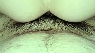 Wife rides husband in quick anal session, reaching orgasm together.