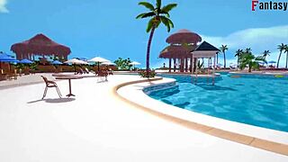 Yor Forger in bikini pool sex, free POV spy from Spy x Family and Genshin Impact fantasy.