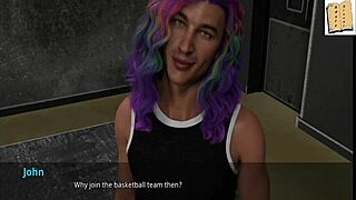 John stands up for his sexy coach in this hentai scene