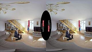 Blonde milf rides in heels and stockings during missionary and doggystyle sex in POV