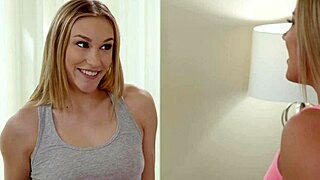 Blonde stepsisters Candice Dare and Kasey Miller in steamy lesbian play