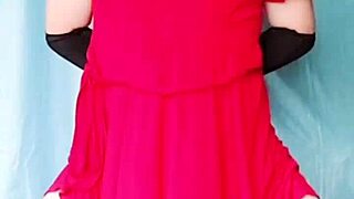 sexy crossdresser in blue dress rides big ass