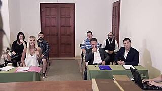 Judge orders curvy blonde for double penetration