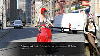 long legs tease old dude's crotch in game