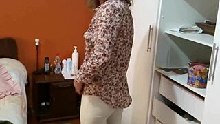 Colombian mature gets home, touches herself, begs young 18+ Latino for action.