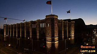 Busty ebony submissive bound in lingerie for kinky threesome anal