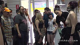 spanish slave bound in public domination