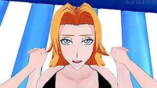 sui-feng and rangiku have an intense encounter in bleach hentai cartoon