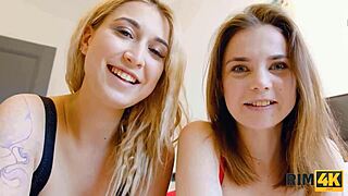 rim4k russian girl in red stockings and friend enjoy threesome sex