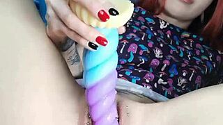 nastya fox sits on a twine fucks himself with a unicorns slide and clips the clitoris and nipples with clips she doesnt miss being alone at home and always wants sex and f ing things