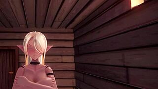 hot anime elf teen 18+ sits on face then gets titjob in cosplay game