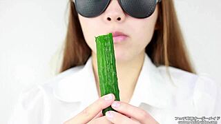 japanese women eating cucumber with fetish sounds