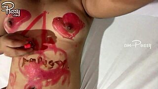 Ever seen an Asian amateur paint her naked body with lipstick?
