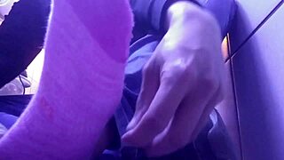 showing my new pink socks and tired feet