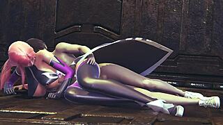 Makai Kishi from Taimanin Asagi 3 gets her tight 18+ pussy pounded hard in spooning pose