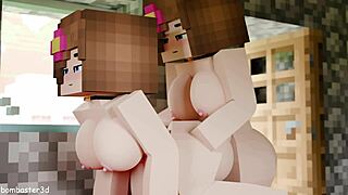 Beautiful shemale Jenny dominates her partner in a Minecraft-themed porn