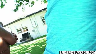 Ebony Milf's Huge Tits Suck White Dick Hard