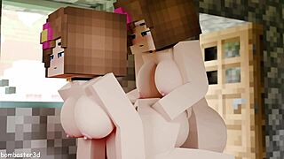 Beautiful shemale Jenny dominates her partner in a Minecraft-themed porn