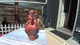 Bikini babe shows off her feet and toes.