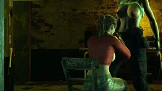 Futa Resident Evil: Claire gets creampied by Jill in 3D