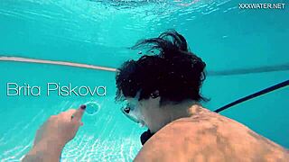 Brita piskova enjoys solo pleasure in the bathtub of her pool