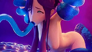 mona encounters slime in this anime hentai cartoon adventure.