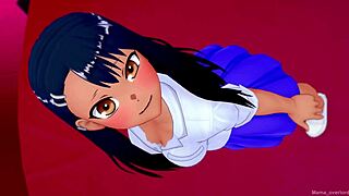 Nagatoro is hot and ready for some quick sex in the bed, adult version